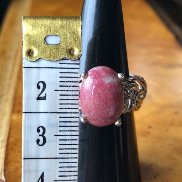 Norwegian Thulite Sterling Silver Ring Size 8 - Picture 8 of 8